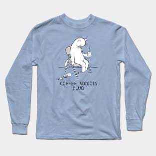 Join the White Cat at the coffee addicts club Long Sleeve T-Shirt
